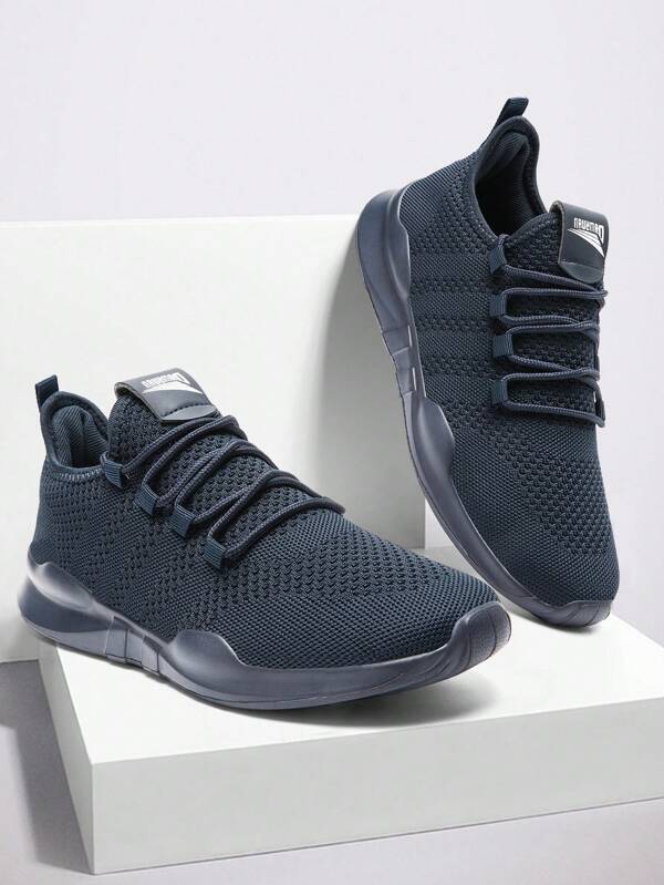 Men's Minimalist Style Road Running Shoes With Lace Up Anti Slip Walking Shoes Lightweight Fitness Shoes Comfortable And Breathable Sports Shoes Leisure Sneakers Dark_Blue