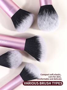 MAANGE 13pcs Aluminum Tube Makeup Brushes & 3pcs Powder Puff Accessories & Velvet Bag, Large Blush, Powder, Foundation, Contour, Eyeshadow Brush & Shadow, Smudge, Highlight, Concealer, Small Contour, Eyebrow, Eyelash, Blending Brush, Makeup Sponge, Triangle Powder Puff, Triangle Air Cushion Powder Puff, Skin Friendly, For Easy Carrying, Set For Travel, Gift For Women & Girls - 粉色 - 查看 3