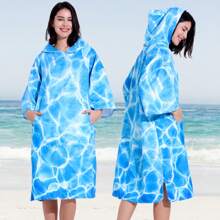 1 Piece Adult Surf Poncho Changing Robe With Hood And Sleeve Quick Dry Microfiber Wetsuit Changing Towel With Pocket For Surfing Swim Beach Pool Summer Wedding Home Bathroom Decor Back To School