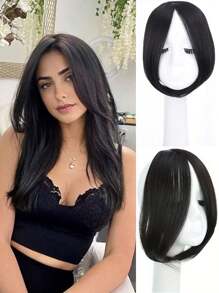 12 英寸中分刘海假发，合成中分直发，层次分明，自然美观，适合日常派对使用