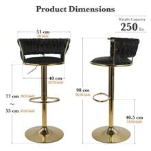 ATOMHOME ATOMHOME Emerald Velvet Swivel Bar Stools - 360° Rotation With Low Back & Footrest, Adjustable Counter Height Barstools, Gold Accent Frame (Set Of 2)