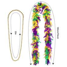 Ensemble d'accessoires de costume de Mardi Gras : Tutu, Serre-tête à plumes factices, Masque, Collier de perles de Mardi Gras,Boa en plumes pour femmes et filles pour Halloween