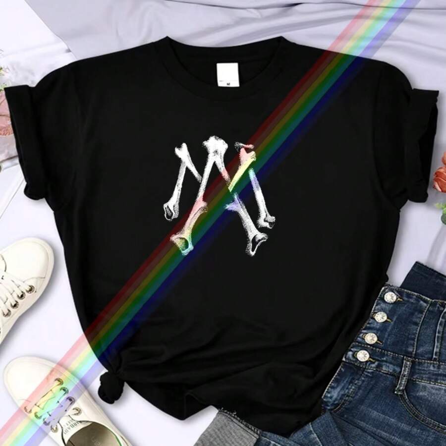2024 For Women's High-Quality Summer Luxury Brand Printing T-Shirt 100% Cotton Casual Oversized Y2k Personality Sleeve O-Neck