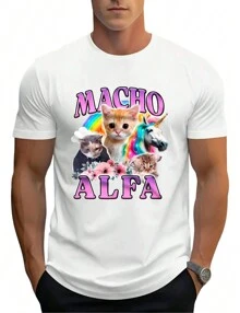 Men's Basic T-Shirt Alpha Male Funny Meme 100% Cotton - 白色 - 查看 1