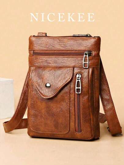 Simple Multi-Compartment Square Bag With Adjustable Shoulder Strap, Simple And Versatile Vertical Mobile Phone Bag, And Stylish Lightweight Shoulder Bag, Lightweight And Fashionable Mini Crossbody Bag