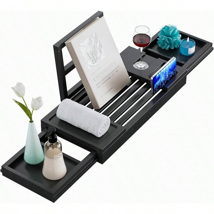 Expandable Bathroom Tray, Waterproof Tray Caddy, Perfect Bath Caddy For Home Spa, Gift For Loved Ones, Bamboo