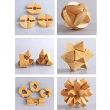 Brain Teaser Puzzles Game, Wooden Brain Games 3D Unlock Logic And IQ Game Test Toy For Party And Office, Birthday Halloween Christmas And New Year Gift (9 PCS)