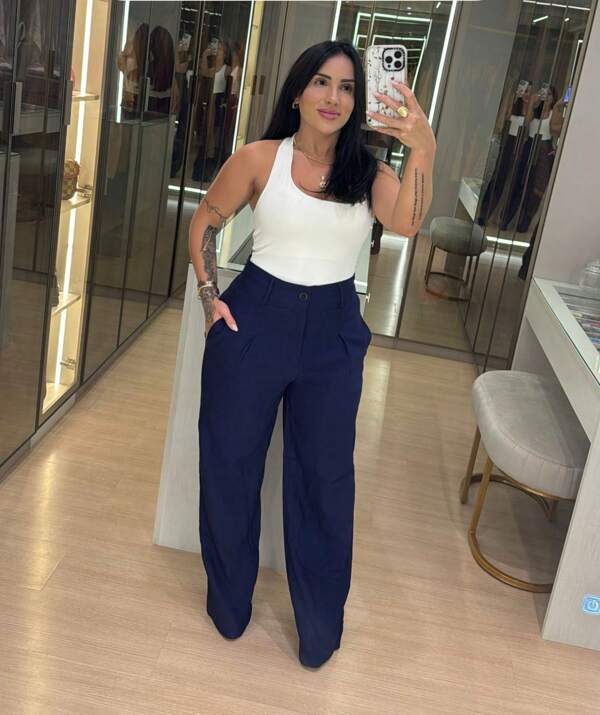 calça pantalona alfaitaria