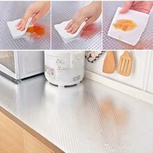 COSANSYS NEW 10M Waterproof OilProof Aluminum Foil Sticker Self Adhesive Kitchen Wallpaper Kitchen Waterproof Oil Proof Aluminum Foil Sticker, Silver Chequer Peel And Stick Wallpaper Removable And Self Adhesive Paper For Kitchen Countertops Desk Cabinet