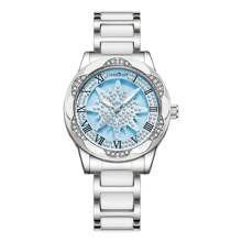 comlorvei 1pc Comlorvei Brand Pentagram & Starry Pattern Hollow Dial Quartz Waterproof Ladies' Watch