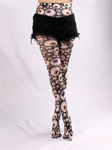 Briartw 1 par de pantis finos para mujer con estampado de ojo vintage, anti-enganches