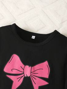 2pcs/Set Girls Casual Butterfly Pattern Print Long Sleeve T-Shirt Outfit, Summer