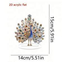 Elegante estatua acrílica de pavo real - transparente, regalo de cumpleaños y graduación, arte decorativo versátil para escritorio, acrílico plano 2D - Multicolor - Ver 9