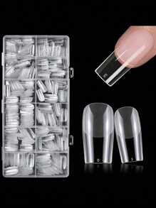 600pcs Medium Almond Square Nail Tips - Full Cover, Soft Gel X Acrylic, Half Matte Finish, Pre-Shaped Almond Square Fake Nails Acrylic False Nail Tip For Salon And Home Nail Design 12 Sizes