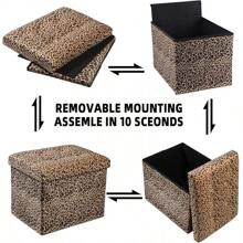 Storage Ottoman Footrest Stool Small Ottoman, With Storage Foldable Ottoman Foot Rest Footstool Bench For Living Room - Leopard Print - View 6