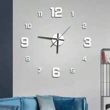 1 pieza Reloj de plata estilo nórdico para sala de estar, reloj de plata autoadhesivo y silencioso de bricolaje para decoración, reloj de pared de plata digital y silencioso, reloj de pared de acrílico creativo de plata, reloj de pared de plata para dormitorio y sala de estar, decoración de Pascua, regalo de fiesta, cumpleaños, graduación, decoración de habitación, reloj digital, despertador