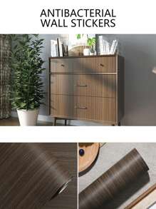 1 Pc PVC Kitchen Sticker, Modern Wood Grain Pattern Kitchen Wall Renovation Sticker