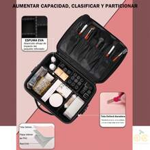 1 neceser de viaje con espejo iluminado por LED, organizador de brochas de maquillaje, estuche de maquillaje con espejo, neceser de maquillaje portátil, organizador de cosméticos de viaje, neceser de cosméticos, estuche de cosméticos con compartimentos ajustables, organizador de cosméticos impermeable, herramienta de almacenamiento, con espejo, con compartimentos, con organizador de brochas de maquillaje, con asa de transporte, diseño de rombos, alta calidad, adecuado para el hogar, la empresa, la escuela, de viaje (rombo negro, rombo rosa)