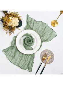 6pcs Balinese Gauze Wrinkle Placemats, Boho Countryside Style Dining Table Cloth For Wedding, Party, Banquet