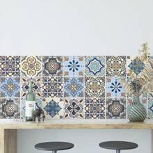 30 buc autocolante de perete pentru plăci ceramice, stil boem, model floral, impermeabile pentru decor bucătărie/baie, decalcomanii de perete din vinil, decorațiuni interioare, cadouri de 4x4 inci, decor de perete pentru absolvire, decor dormitor, decorațiuni cameră, lucruri decor living, decor casă, decor living, tapet