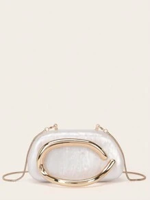 Borsetta da sera, pochette per donne e ragazze, borsa da festa con dettagli in metallo, fibbia e manico in acrilico, adatta a matrimoni e cerimonie, con catenina in metallo, versatile come borsetta e da cocktail, nuova borsa portafoglio per cerimonie e banchetti