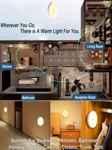 1 pieza/3 piezas/6 piezas Luces LED de gabinete USB con sensores de movimiento PIR, blanco/blanco cálido Luces nocturnas LED recargables, iluminación debajo del gabinete, iluminación debajo del mostrador para cocina, luz de armario, luces debajo del gabinete activadas por movimiento, tiras magnéticas adhesivas adecuadas para armarios, gabinetes, escaleras y dormitorios