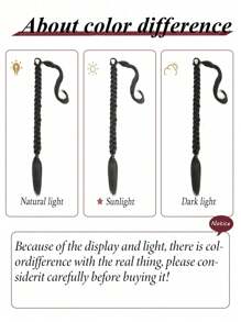 22-40 Inch Elastic Rope Braided Ponytail Hair Extensions, Smooth Straight Wrapped Braided Hair Extensions, Natural Soft Synthetic Hair, Black