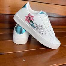 WOMEN'S FLORAL TENNIS SHOES IMMEDIATE SHIPPING - 藍白色 - 查看 2
