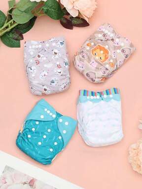 1 pieza Pañal de tela reutilizable y lavable, ajustable para bebés niños y niñas