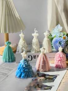 DIY 新娘礼服硅胶模具 - 用于香薰蜡烛、肥皂、蜡、树脂铸造、手工皂 - 软糖、软糖、聚合物粘土、复杂的婚礼设计，9 种款式可供选择，非常适合制作独特的礼物、结婚礼物、情人节礼物 - 白色 - 查看 4