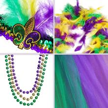 Ensemble d'accessoires de costume de Mardi Gras : Tutu, Serre-tête à plumes factices, Masque, Collier de perles de Mardi Gras,Boa en plumes pour femmes et filles pour Halloween