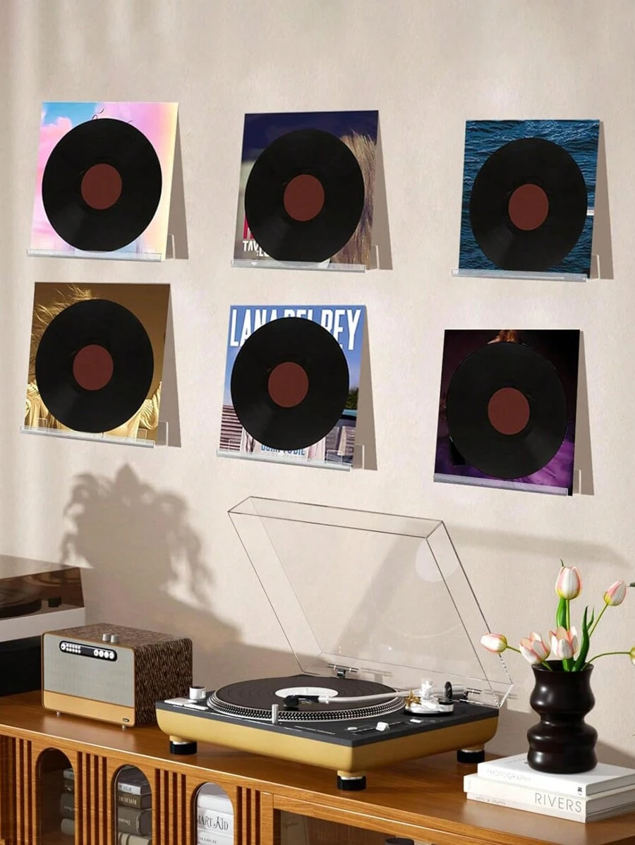 3M Vinyl Wall Mounted Record Rack, Set Of 8, Acrylic Floating Shelves ...