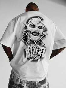 2025 New Summer White Poker Print Casual T-Shirt For Men, Streetwear