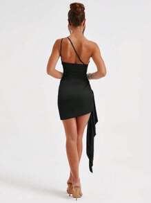 1 peça Novo Vestido Casual Feminino Sexy de Alça com Pregas, Camisete Decotado, Ajustado, Corpete Apertado, Club Party, Férias, Mini