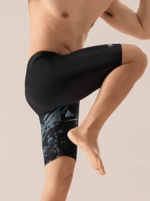 361degree New Spring/Summer Professional Sports Men's 5-Point Swim Trunks, Mid-Length, Tech Print, High Elasticity Fabric, Breathable, Non-Fading For Swimming, Surfing, Beach, Hot Springs, Rafting, Water Sports, Suitable For Adults & Teens, Year-Round Wear