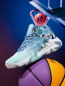 Giày bóng rổ nữ cỡ lớn, đế dày, nhẹ, mới ra mắt mùa xuân 2025, giày thể thao ngoài trời, giày chạy bộ bền bỉ, giày leo núi mềm mại và thoải mái, giảm sốc và đàn hồi tốt, giày thường ngày với họa tiết bất đối xứng ngẫu nhiên. - ánh trăng - Xem 4