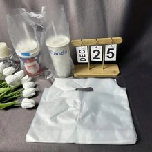 700ML 1400 个 (1 杯,6.3x11 英寸) 700 个(2 杯,12.6x11 英寸) 100 个磨砂透明手柄饮用塑料袋，奶茶包装袋，用于食品/饮料/咖啡外送的塑料包装袋，适用于咖啡店/餐厅/酒吧的便携式外卖袋 - 白色 - 查看 4