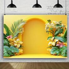 Multifunctional Yellow Arch Floral Photography Backdrop - Suitable For Weddings, Birthdays, Etc. - Made Of Polyester, Applicable For Room Decor, Cake Table, Wall Art, And Photo Booth