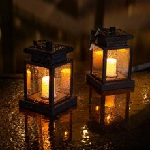 1 pièce Lampe solaire, Lumière de nuit de cour à LED, Bougie suspendue à LED, Décoration de jardin et de maison, Lumière de cour, Atmosphère rétro, Convient pour la décoration extérieure de la maison et du jardin avec éclairage LED