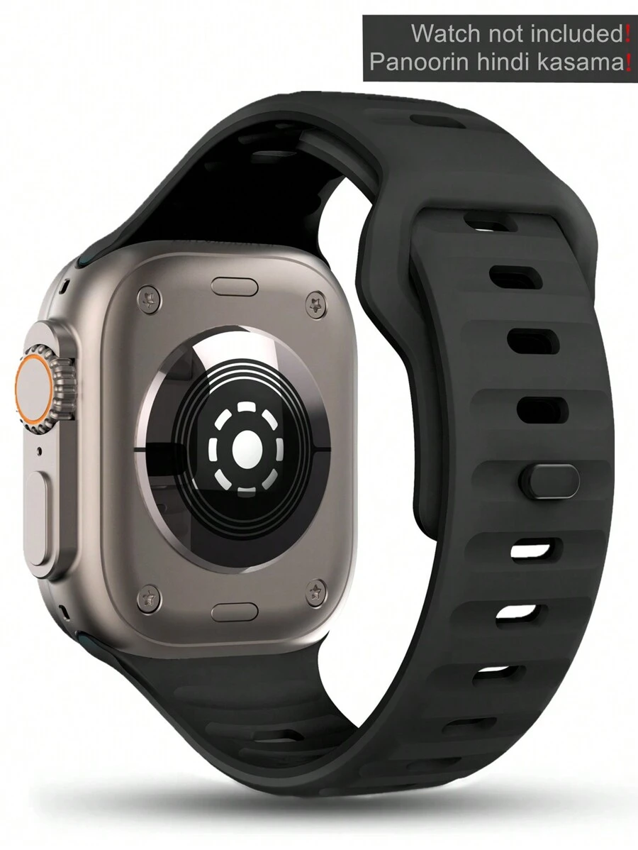 1pc Unisex Sports Square Buckle Silicone Watch Band, Compatible With Apple Watch 46mm 49mm 40mm 44mm 45mm 41mm 42mm 38mm, Adjustable Wristband, Compatible With Apple Watch Series 11 10 9 8 SE 7 6 5 4 3 2 1 Ultra 3/2/1 S10/S11, Unisex