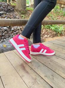 Women's Adult Casual Sports Skate Style 2 Lace-Up Sneakers - 玫紅色 - 查看 7