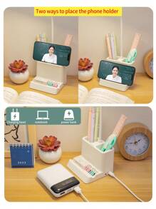 1pc Multi-Functional LED Desk Lamp, Mobile Phone Holder, Pen Holder, Eye-Caring Reading Lamp For Student Dormitory, Desk Lamp