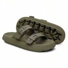 Men's Cloud Flip Flops Slide Sandal Two Straps Comfortable Birken Buckle - 軍綠色 - 查看 3
