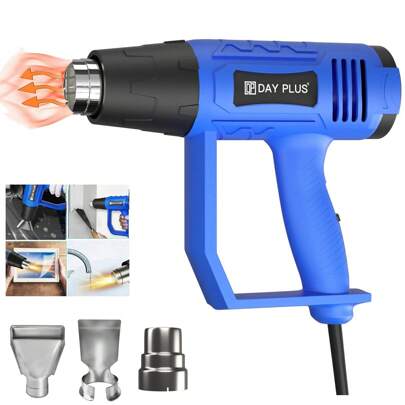 Lucn 2000W Heat Gun Professional Hot Air Gun Electric Heater, Double Insulation Protection, High Efficiency Heating Wire Grid, With 3 Nozzles, Dual Air Flow & 2 Temperature Adjustable 300℃/600℃, Professional Handheld Electric Corded Hot Air Gun With 6.6FT Power Cord & 3 Accessories, For Paint Stripping DIY Craft, Shrinking PVC, Removing Paint And Adhesives, Etc.