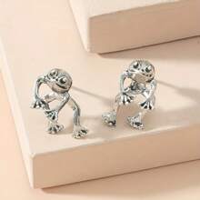 Vintage Frog Earring Set - Exquisite Animal-Shaped Stud Earrings With Delicate Details, Fashionable Holiday Accessories, Suitable For Women, Classic Jewelry Gift Idea