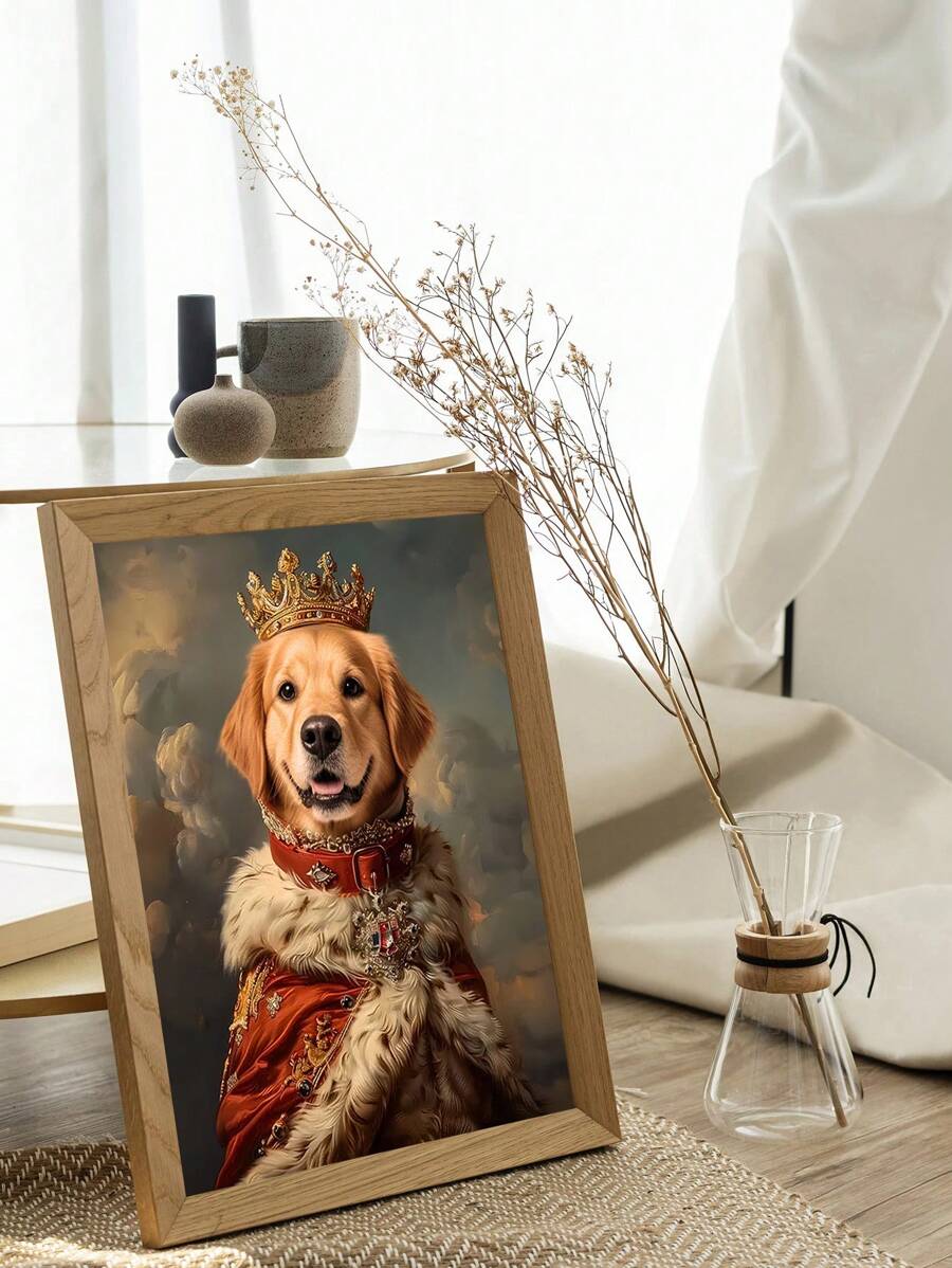 Custom Pet Portrait Painting Canvas, Renaissance Dog Portrait From Photo, Royal Pet King Portrait Painting Digital Art, Portrait Art Design,For Living Room Bedroom Or Other Room,Gift, Home Decor Gifts Birthday Graduation