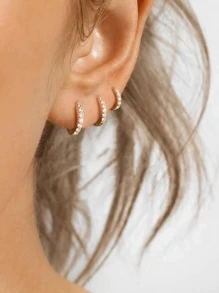 3pcs Copper Material Women Hoop Earrings Set, Minimalist Classic Style, Daily Wear Fashion Delicate Earrings Creative Gift