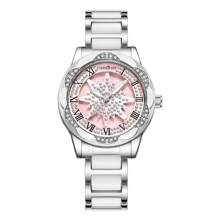 comlorvei 1pc Comlorvei Brand Pentagram & Starry Pattern Hollow Dial Quartz Waterproof Ladies' Watch