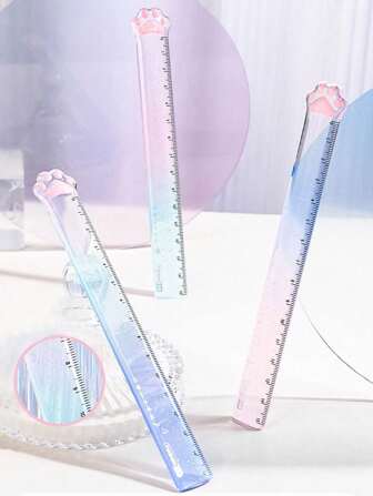 1 件隨機可愛卡通貓爪尺塑膠尺子