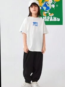 Lee Pure Cotton White Breathable Comfortable Simple Fashionable Boys And Girls Summer Short-Sleeved T-Shirt